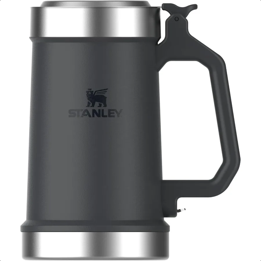 

Classic Bottle Opener Beer Stein 24 oz Flip Up Lid and Heavy Duty Handle with Built In Bottle Opener Insulated Stainl Steel Bee