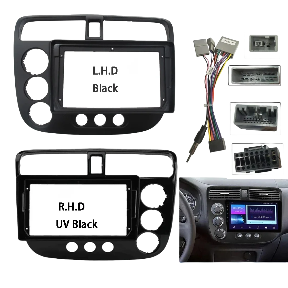 

For Honda Civic 2000-2006 9 Inch 2DIN Android MP5 Player Fascia Kit Panel Head Unit Adapter