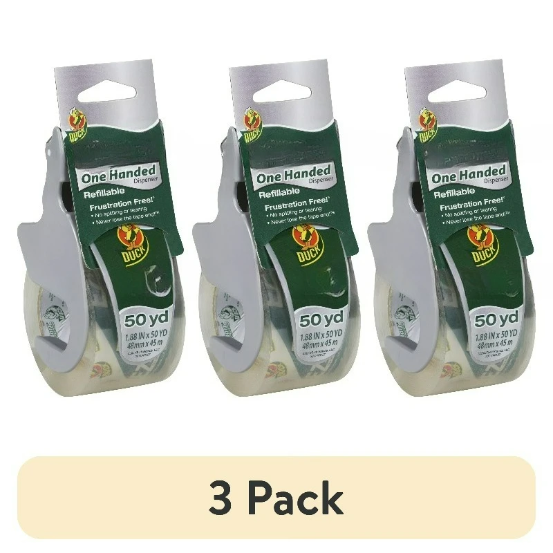 (3er-Pack) 1,88 Zoll x 50 Yards transparentes Acryl-Packband mit Einhandspender