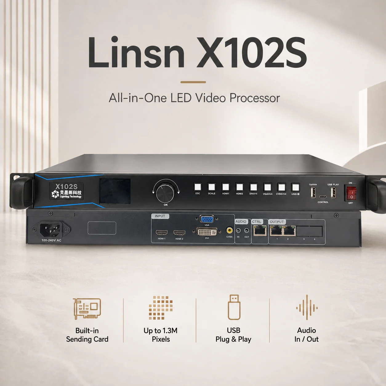 Linsn X102S X102 Upgraded Version All-in-One LED Video Processor with Built-in Sending Card LED Display Controller