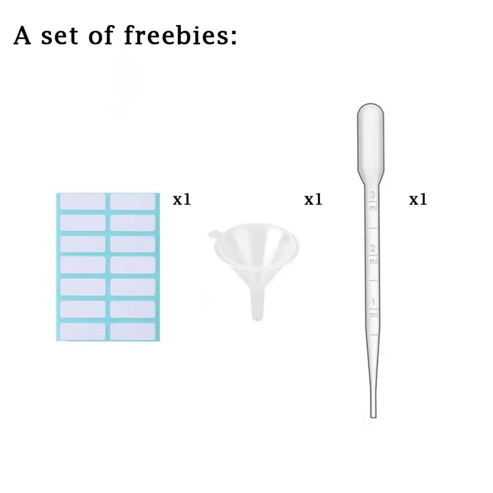 10/20Pcs Amber Glass Bottles Set, Black Caps Dropper Pipette Funnel Labels Refillable Empty Mini Vials for Storage