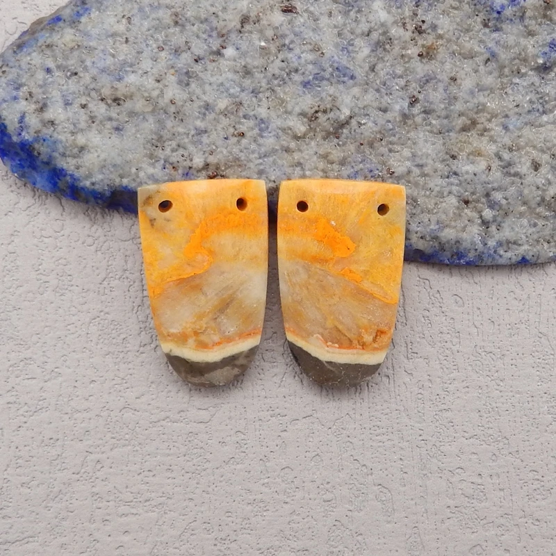 Natural Stone Bumble Bee Stone Double Holes Earring Bead,Earrings Accessories For Women,Fashion Jewelry DIY Making 22x17x4mm 5g