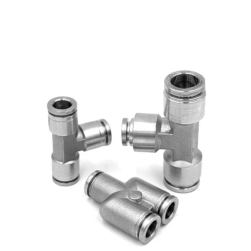 304 Stainless Steel Pneumatic Connectors Air Hose Fittings PU PY PE 6mm 8mm 10mm Quick Release Coupling Push Into Tube Fitting