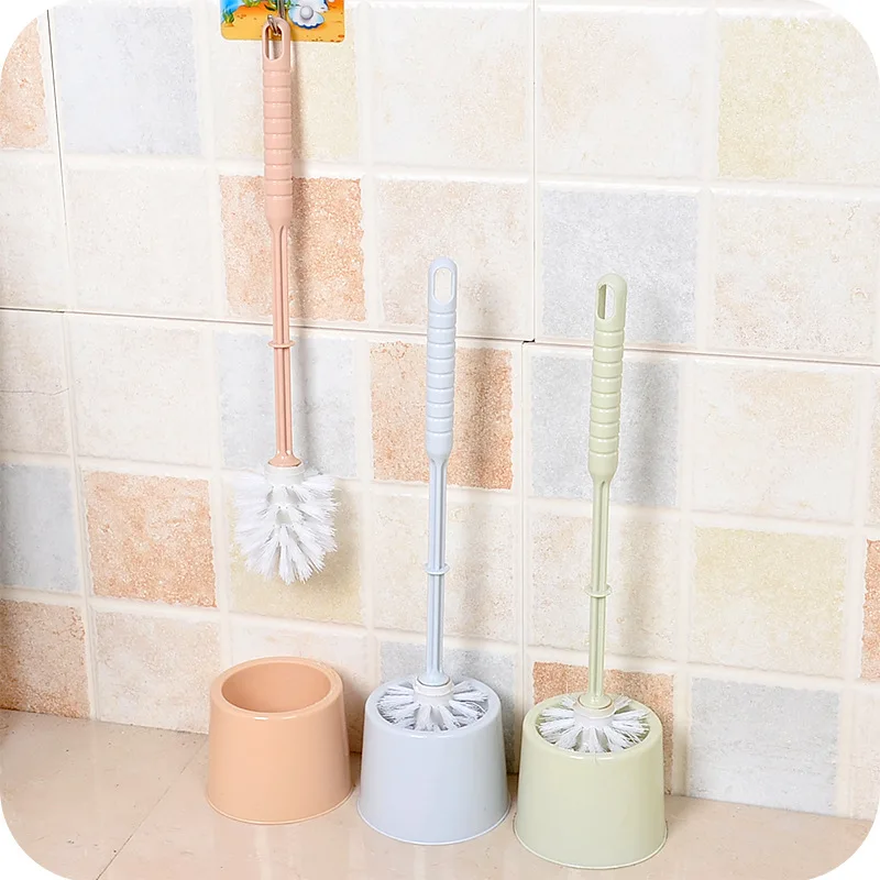 Toilet Brush with Holder, Compact Bathroom Cleaning Brush Set, Durable Soft Bristles, Wall Mount or Floor Stand, Modern Plastic Toilet Bowl Cleaner for Home - Detail 1
