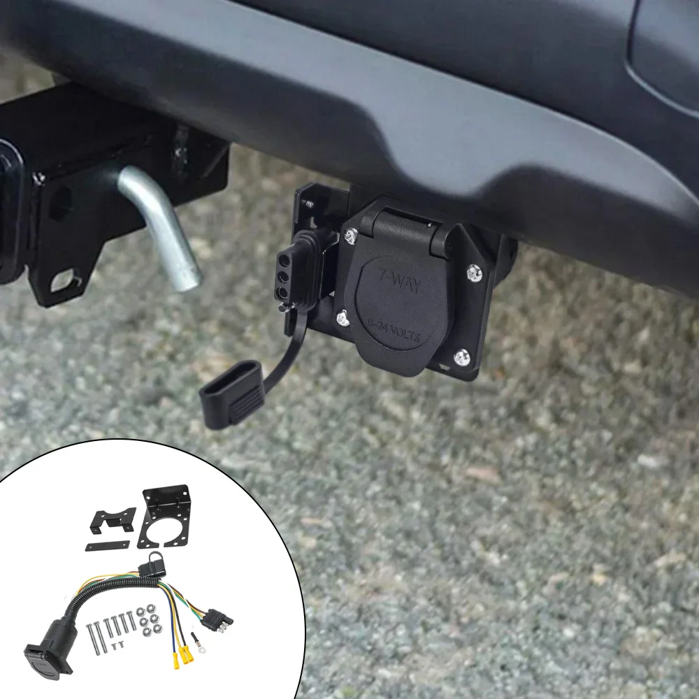 

Trailer Truck Wiring Adapter Trailer Towing Connector 4 Way Pin to 7 Way RV Blade 4 Way Flat Female Light Wire Plug