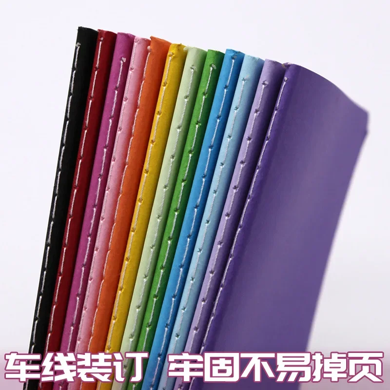 6pcs a6 solid color notebook simple portable notepad rainbow stitch car line pocket book spot custom wholesale diary