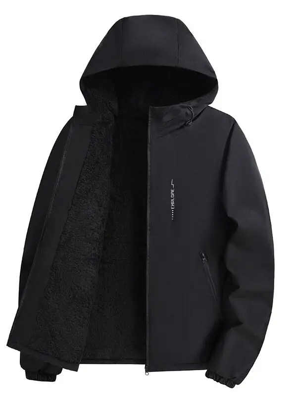 Fleece Thickened Autumn and Winter Men's Jacket Casual Versatile Hooded Jacket Windproof Waterproof Outdoor Men's Jacket