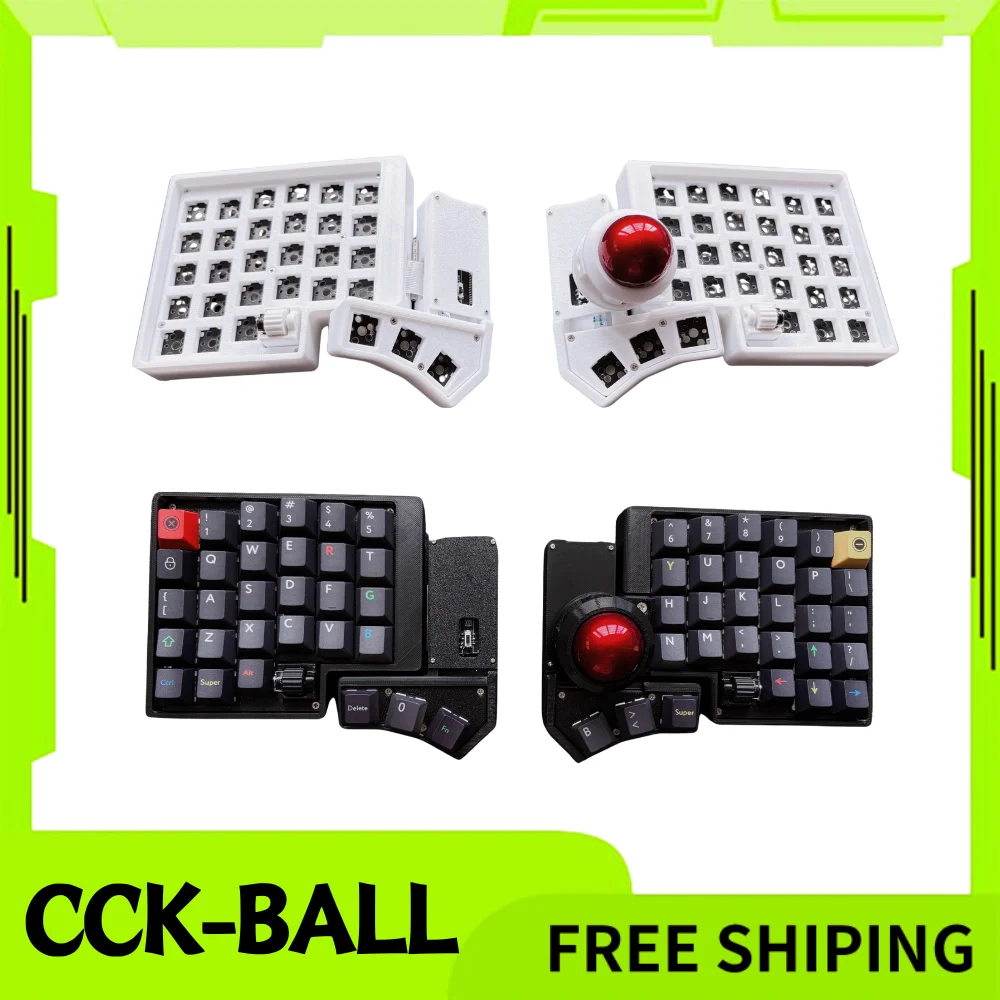 

Weekin CCK-BALL Сплит-клавиатура Крестики Двойные ручки Регулируемые комплекты механической клавиатуры Zmk Беспроводной Bluetooth Трекбол ПК Геймер