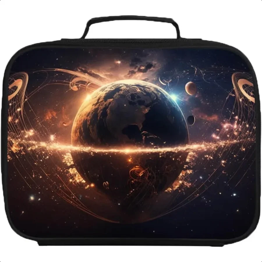 

Lunch Box for Boys and Girls Lunch Bags with Space Planets and Galaxy Theme for Elementary Primary School Insulated Layers Doub
