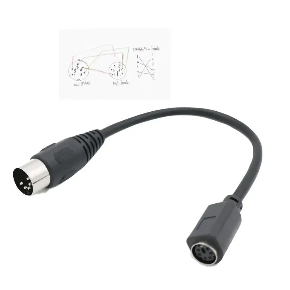 1pc DIN5 AT Male to Mini DIN6 MDIN6 PS/2 Female PC Mac Keyboard Adapter Converter Cable Cord 6