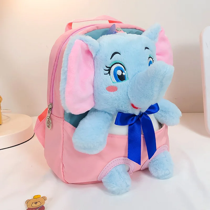 New Small children\'s bags girls Cartoon cute kindergarten boy bag Casual kids backpack boys Plush Eleplant bag for kids