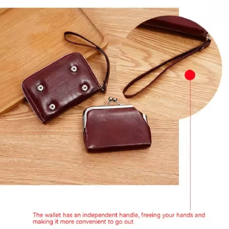 NEW Small Hand-held Portable Bag Wallet Mini Zipper Clip Cute Coin Pouch Buckle Purse Storage Case Multi Card Slot Wrist Strap