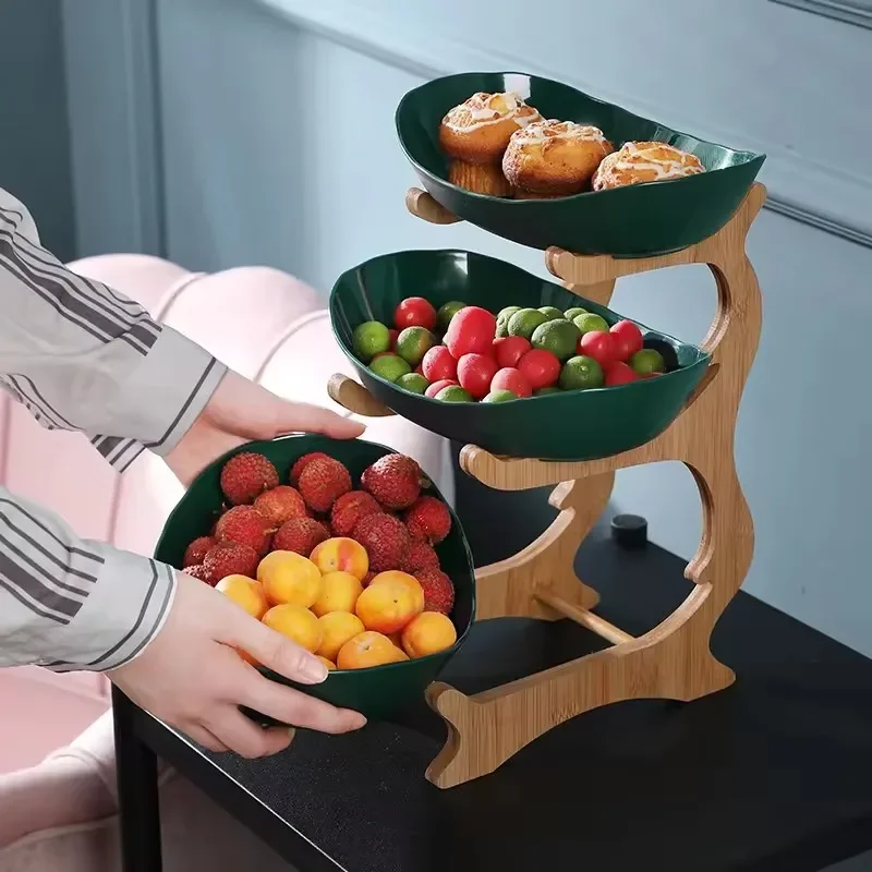 Plates Dinnerware Kitchen Fruit Bowl with Floors Luxury Serving Snack Table Plates Serve Dessert Trays Wooden Tableware Dishes