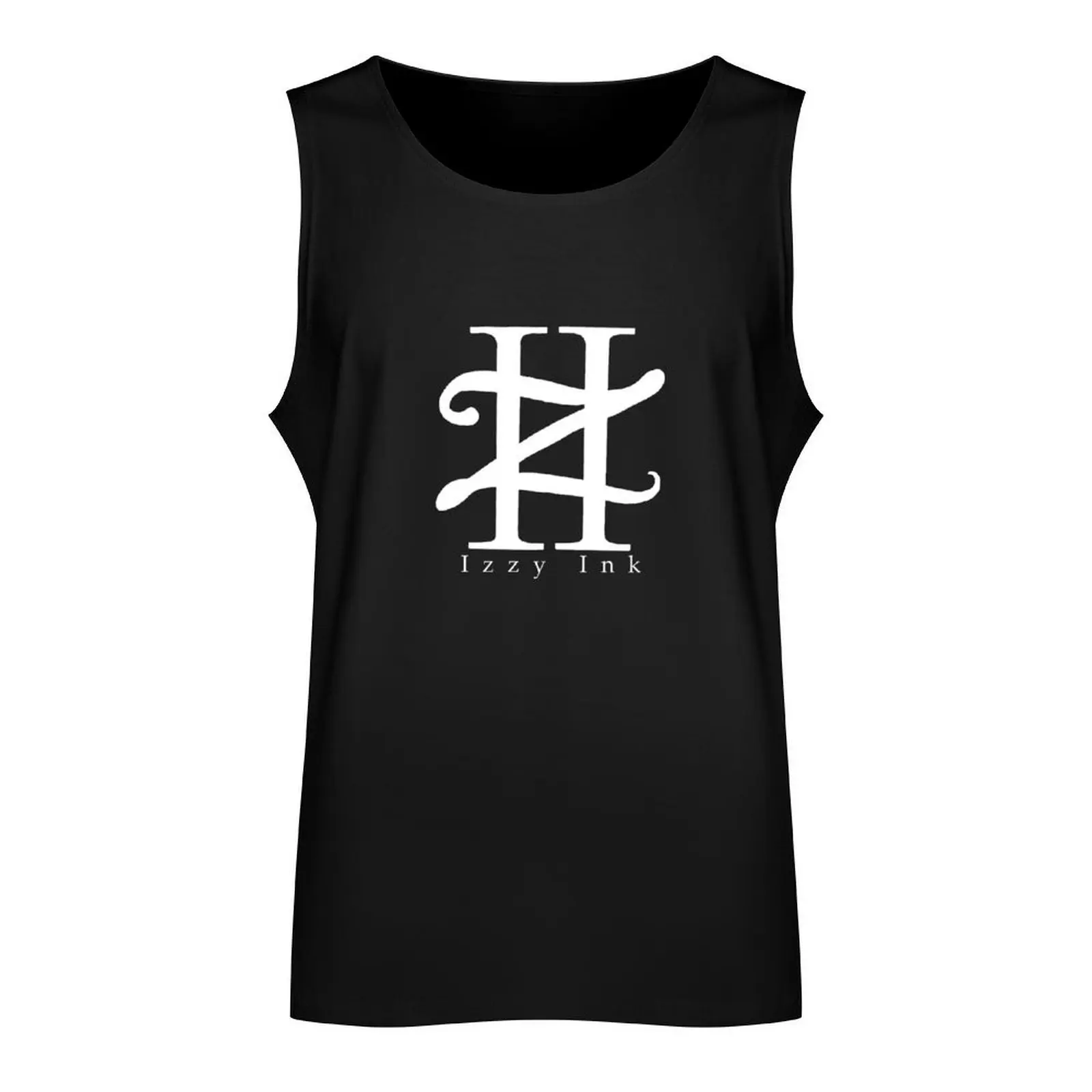 Izzy Ink in White Tank Top sleeveless gym shirts male men gym clothing