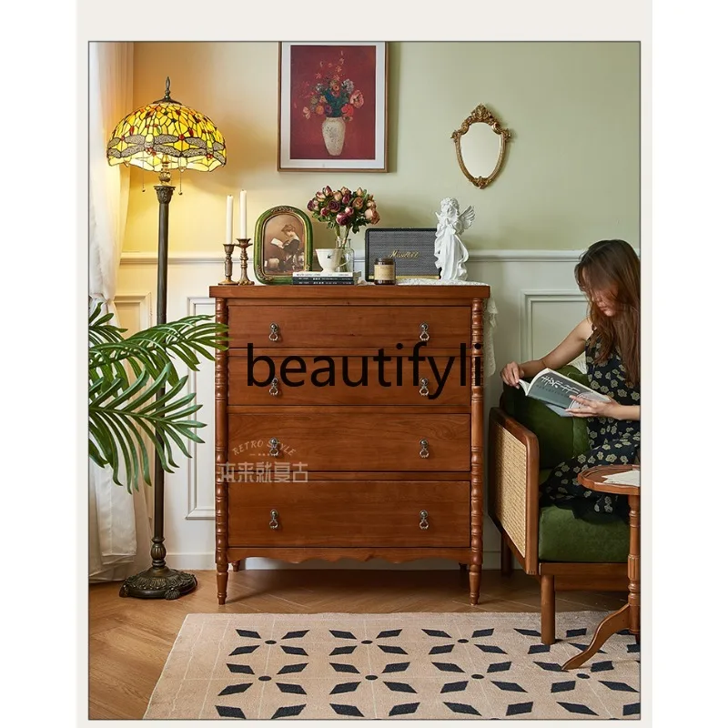 خزانة ذات أدراج من الخشب الصلب بتصميم عتيق، خزانة متكاملة لغرفة النوم، خزانة بأدراج تخزين مدخل غرفة المعيشة