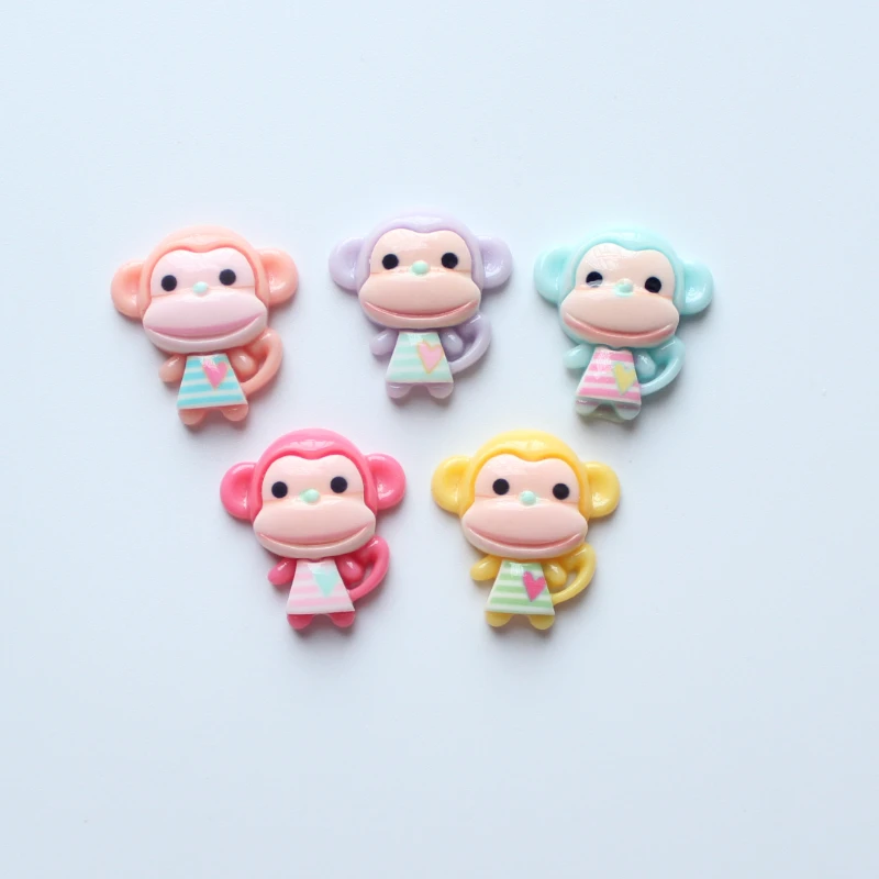 10Pcs 23*25mm Cartoon Monkey Resin Animal Flatback Scrapbooking DIY Wedding Phone Hair Shoe Cap Toy Jewelry Gift Embellishment