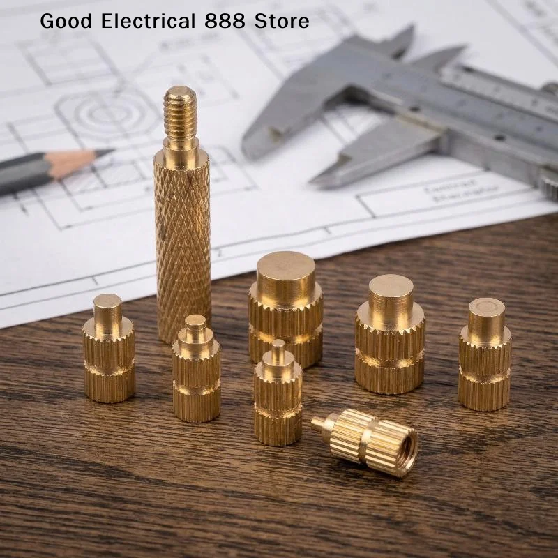 【G】8Pcs Universal M2-M8 Heat Insert Embedded Nut Internal Thread Brass Heat Insertion Tool Set Tool Knurled Nut Soldering Iron