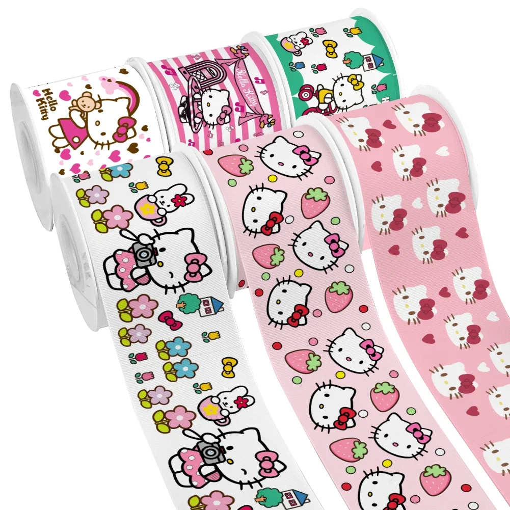 Hello Kitty Sanrio nastri Grosgrain nastro di raso per fiocchi di allegria fiocchi per capelli ragazza fai da te 10yards