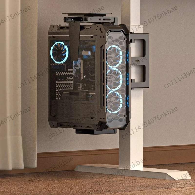 Adjustable Under Desk CPU Holder Clamp Side Mount Floating PC Tower Stand for Standing Desk Office
