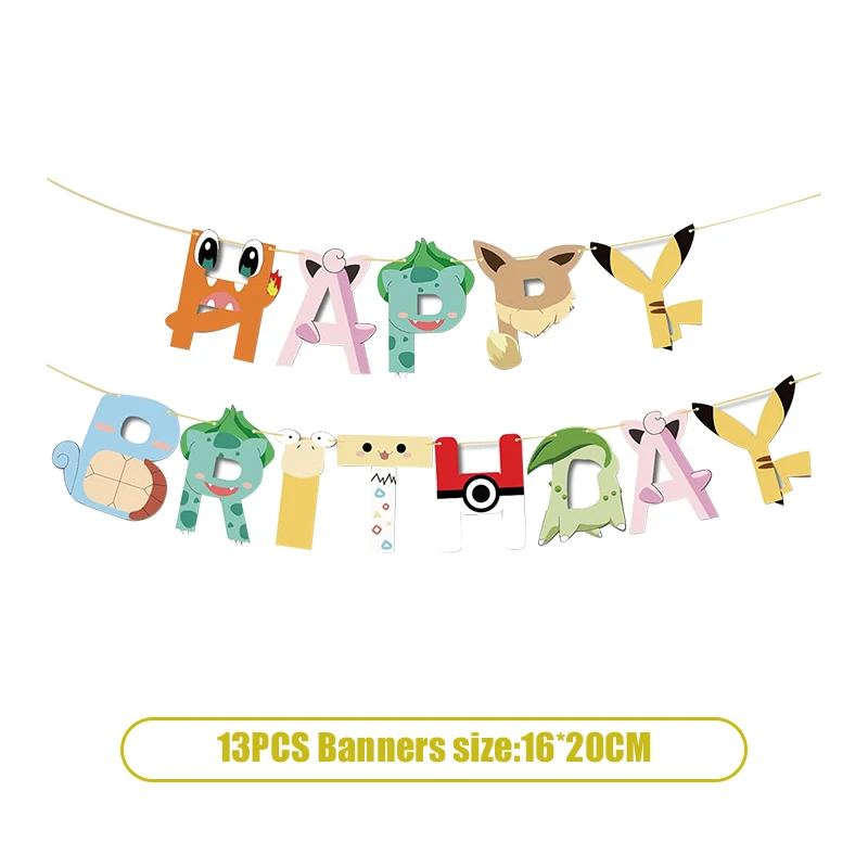 Pokemon Verjaardagsfeestje Levert Pikachu Ballonnen Servies Tafelkleed Plaat Servet Banner Achtergrond Verjaardag Decoratie voor Kinderen