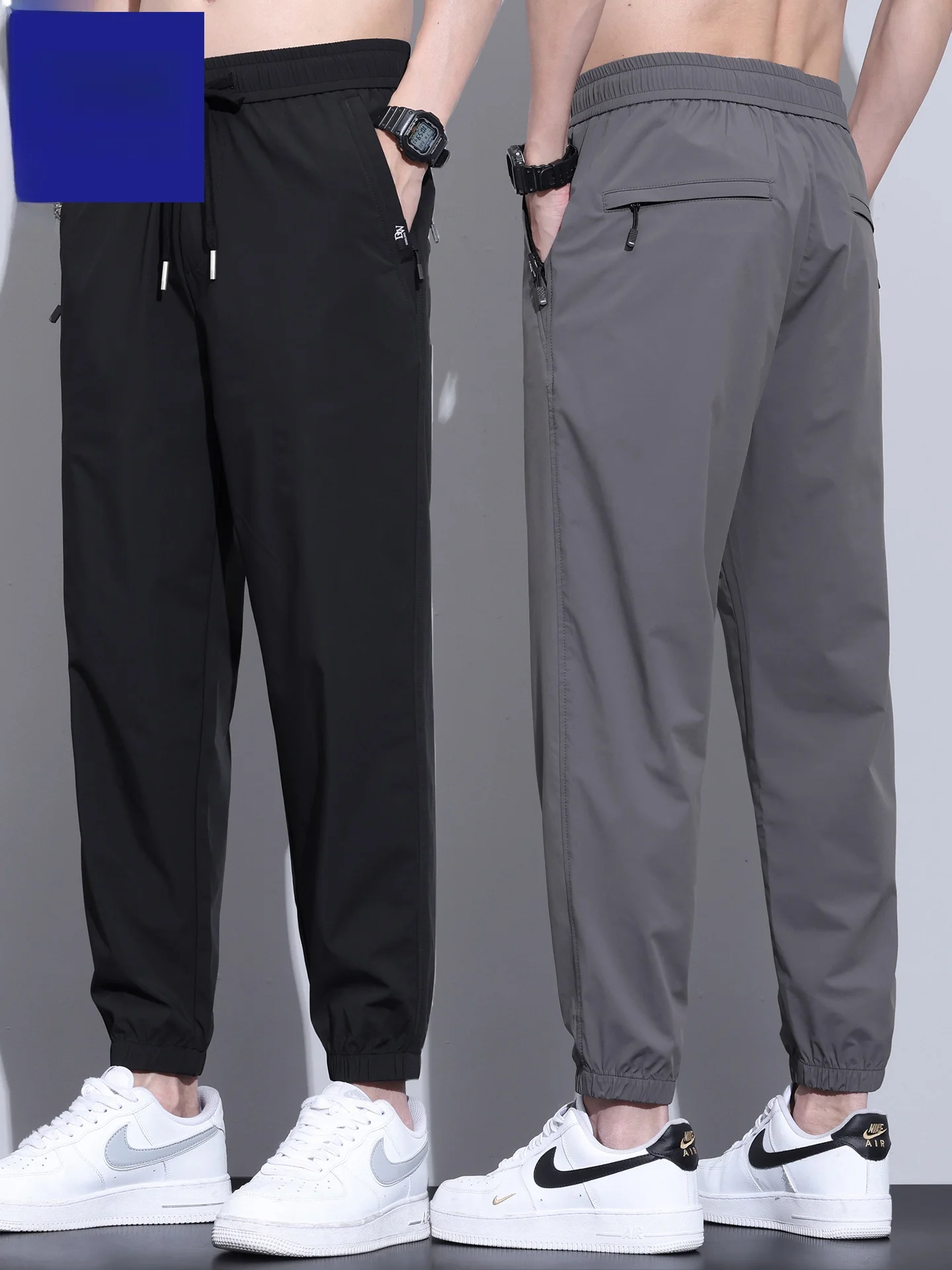 

Мужские спортивные повседневные брюки Romon Ice Silk из девяти частей, свободного кроя, летние, тонкие, быстросохнущие, молодежный стиль, нейлон, эластичный пояс