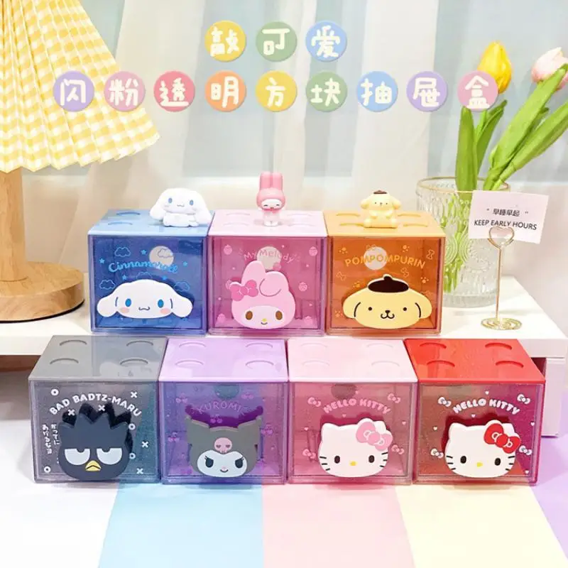 2023 Sanrio Storage Box Kawaii hellobykitty Kuromi Cinnamoroll scatola di smistamento Desktop giapponese nuovo cartone animato scatola di gioielli ragazza carina regalo