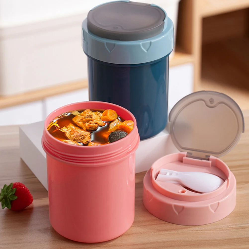 

Breakfast Cup Soup Leakproof Porridge Food Containers Lids Portable Soups Microwaveable Plastic Spoon Cups Wide Diameter Easy