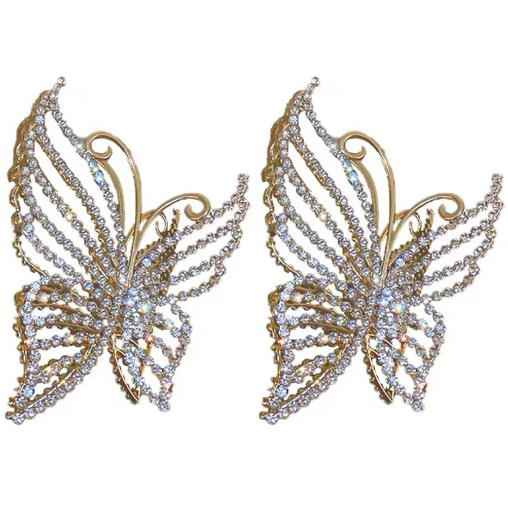 

2pcs Butterfly Hair Clips Alloy Pearl Fashion Claw Accessories Girls Women Elegant Hairstyle Celebration Daily Wear