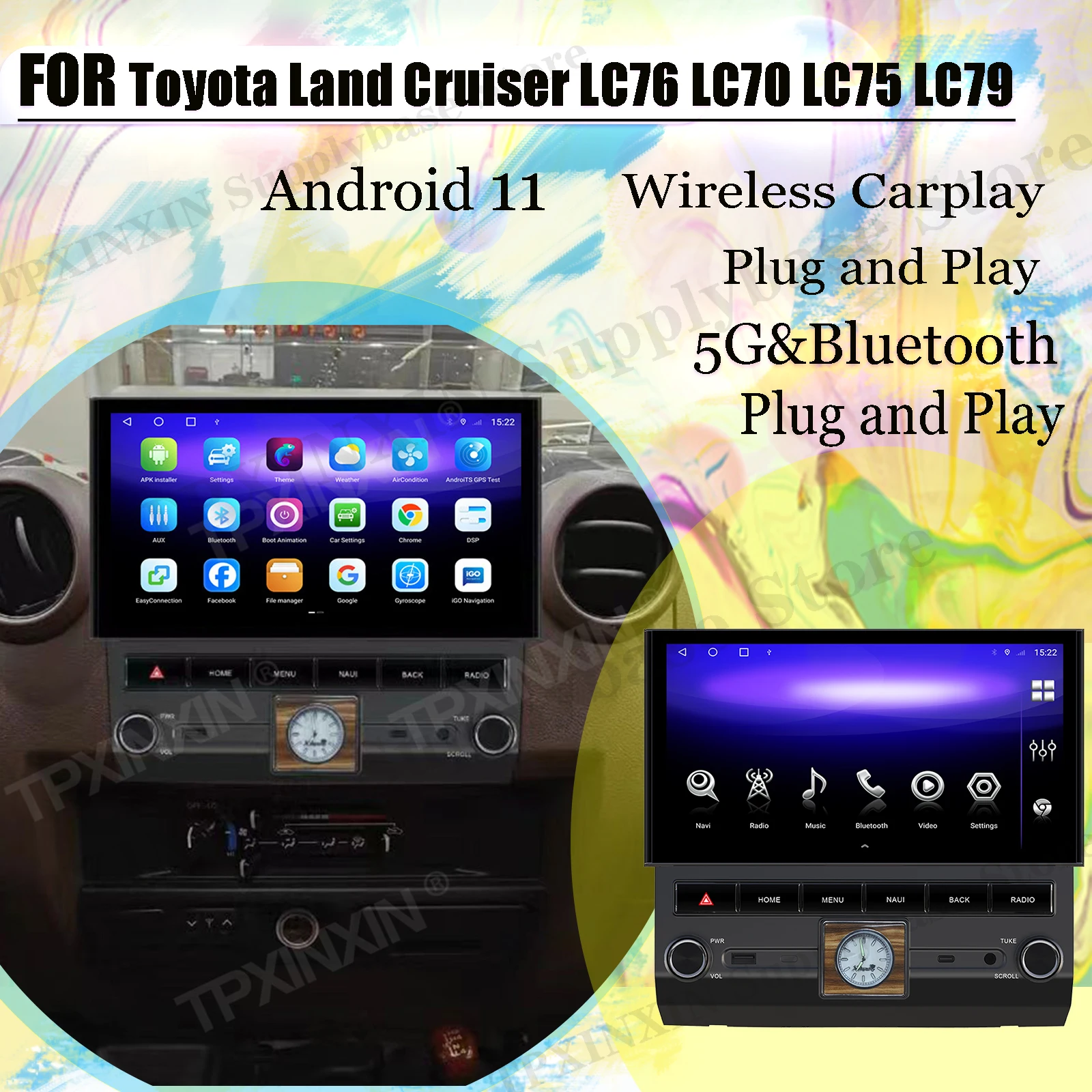 Car Radio Stereo Receiver Android 11 Screen For Toyota Land Cruiser LC76 LC70 LC75 LC79 2007 2008-2021 GPS Navigation Head Unit