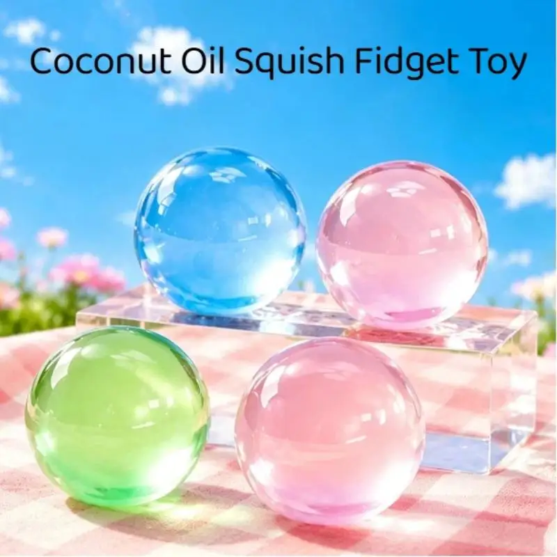 1Pcs Slow Rebound Fidget Stress Balls Handmade Coconut Oil Squeeze Balls Clear Jelly Sensory Balls Stress Relief Toys For Adult