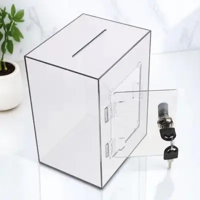 Lockable Acrylic Donation Box Clear Ballot Suggestion Ticket Letter Complaint Public Voting Storage Box Letter Post Container