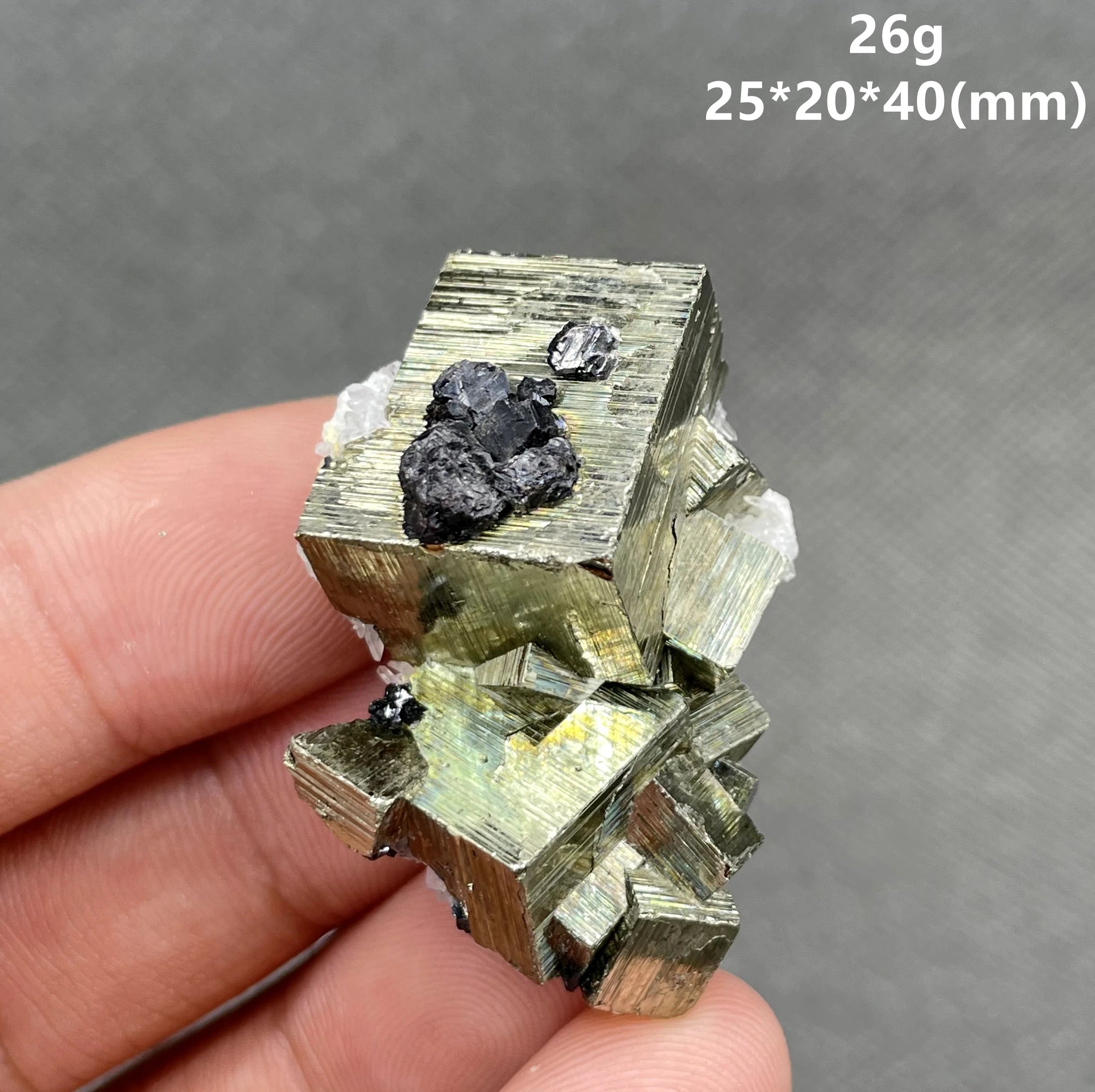 

NEW! 26g natural Peru cube pyrite and marmatite and crystal symbiosis mineral specimen stones and crystals healing crystals