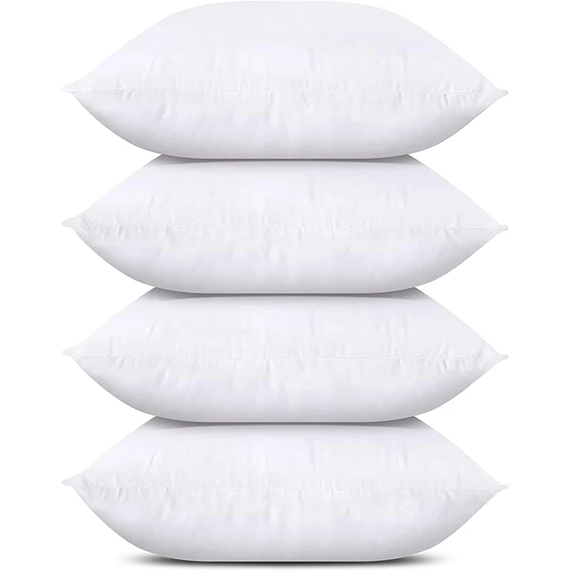 2/4 Pcs 18x18 White Soft Decorative Throw Pillows – Cushion Core for Sofa Bed Couch, Comfort Bedding Wholesale