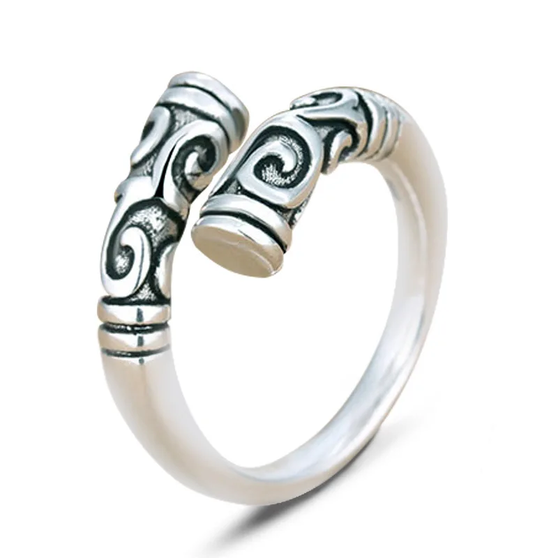 Anillo de dedo índice de Metal para mujer, joyería Retro, tótem tallado, apertura Midi, Vintage, bohemio, 1 pieza