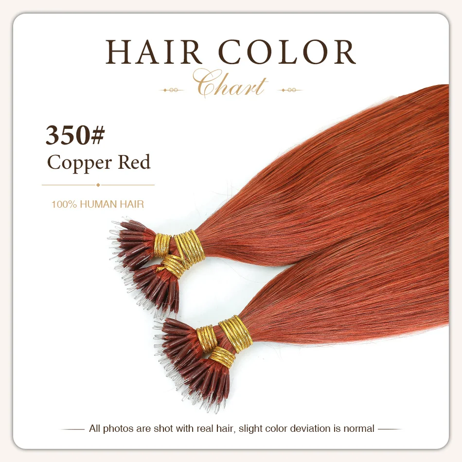 Nano Ring Human Hair Extensions Copper Red Natural Straight Remy Micro Mini Tips Hot Fusion Capsules with Nanoring for Salon