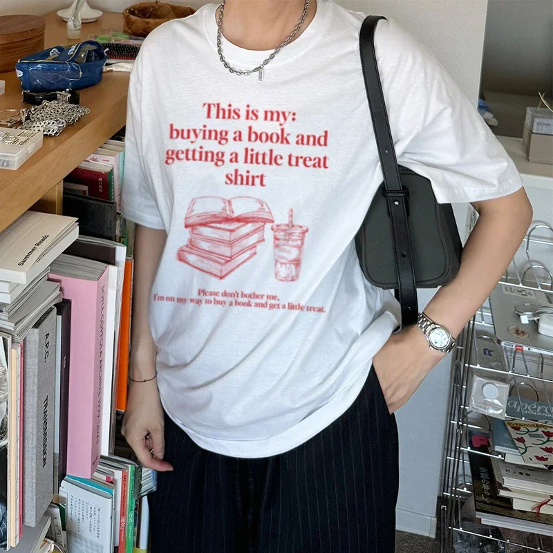 Damen-T-Shirt im Retro-Stil mit Buchzitaten, Hippie-Retro-Buchliebhaber-T-Shirt mit niedlichem Design, Geschenk, Sommer-Streetwear-Grafik-T-Shirts Y2K