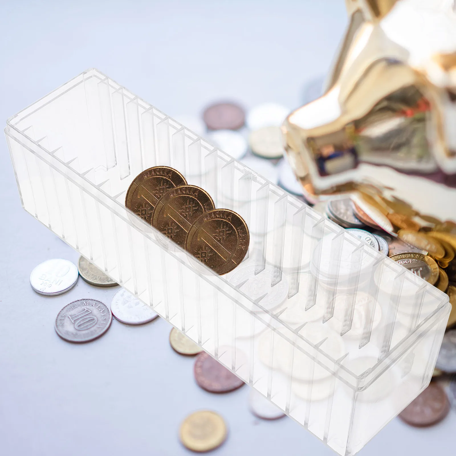 1pc 20-Slots Holder Plastic Reusable 20-Slots Coin Box Storage Case For Collection Display Coin Organizer Box Safe