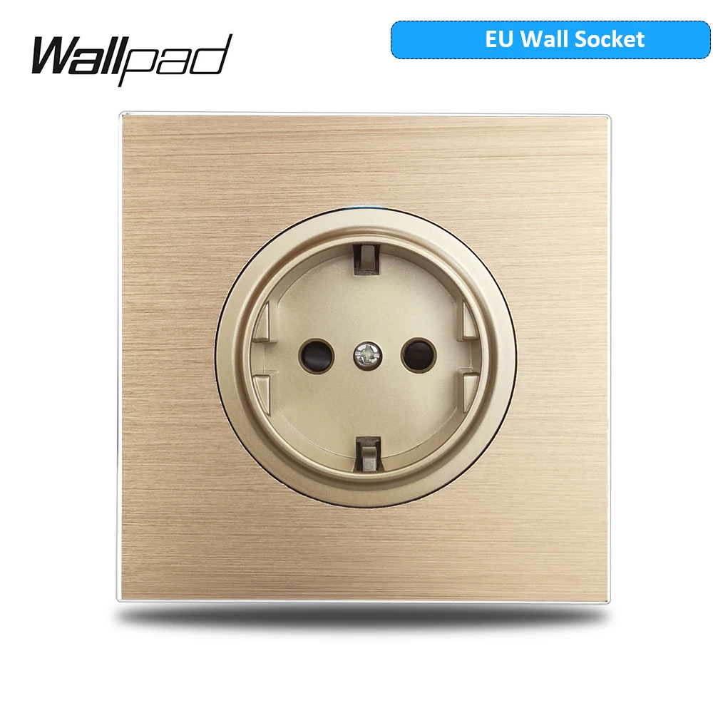 Wallpad gouden wandlichtschakelaar met ronde LED-nachtlampknop 1 2 3 4-voudig geborsteld aluminium metalen paneel, dimmer