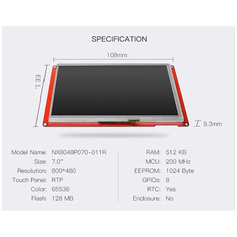 NX8048P070-011R seri cerdas, sentuh resitif 7.0 inci layar LCD resitif modul LCD tanpa perumahan