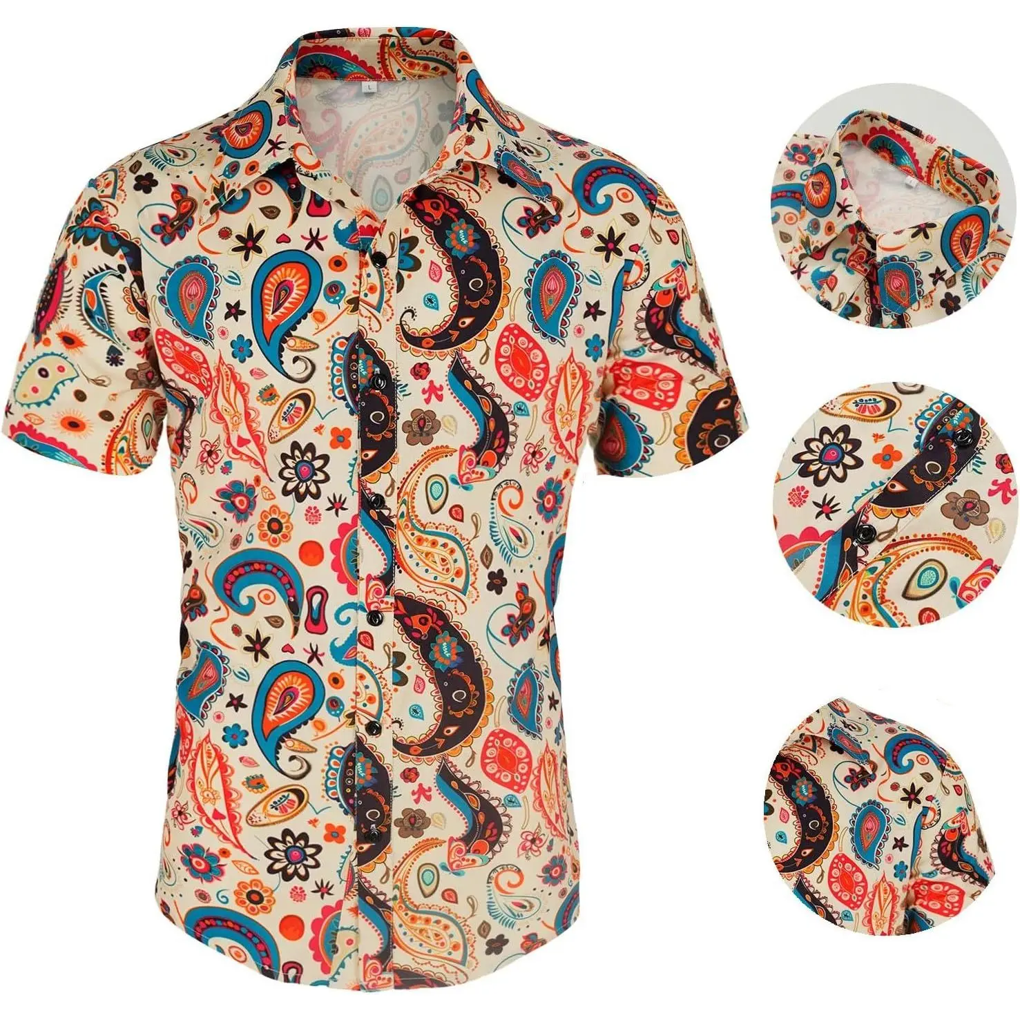 

Hawaiian Men Cuban Shirts Short Sleeve Single Breasted Blouse Nostalgia Boho Graphic Hip Hop Tops Male Beach Style Streetwear