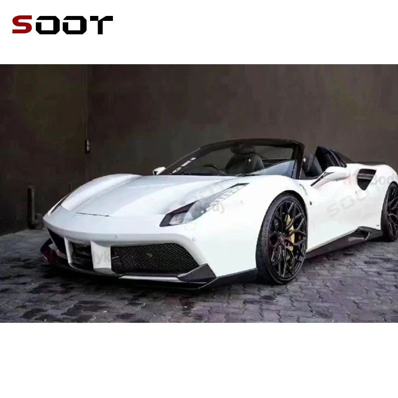 لفيراري 488 GTB 2015-2018 ألياف الكربون الزاوية الجبهة حافة مصد السيارة زعنفة الفاصل المفسد Canard الجبهة واقي مصد السيارة طقم الجسم