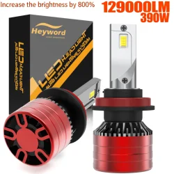 Heyword 2Pcs Car Headlight H4 H7 LED H11 9005 9006 H1 Auto Bulbs 390W 129000LM Light Lamp 6000K 12V Led Headlight Bulbs