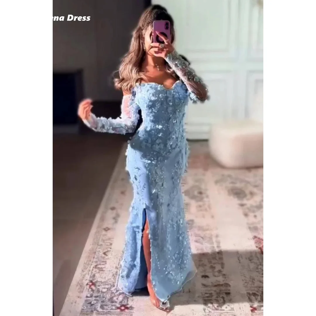 

Lena Flower Lace Prom Dresses 2025 Luxury Evening Dress 2025 Sky Blue Elegant Party Dresses for Women Luxury Custom Made Mermaid