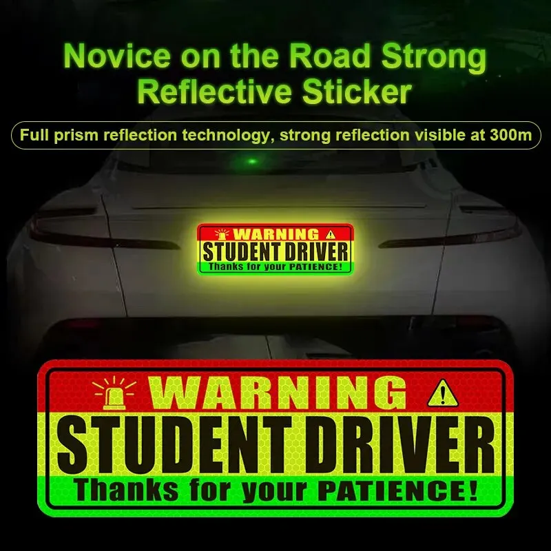 Student Driver Magnet for New Student Driver Sticker Safety Warning Red and Yellow Reflective Signs Reusable Movable