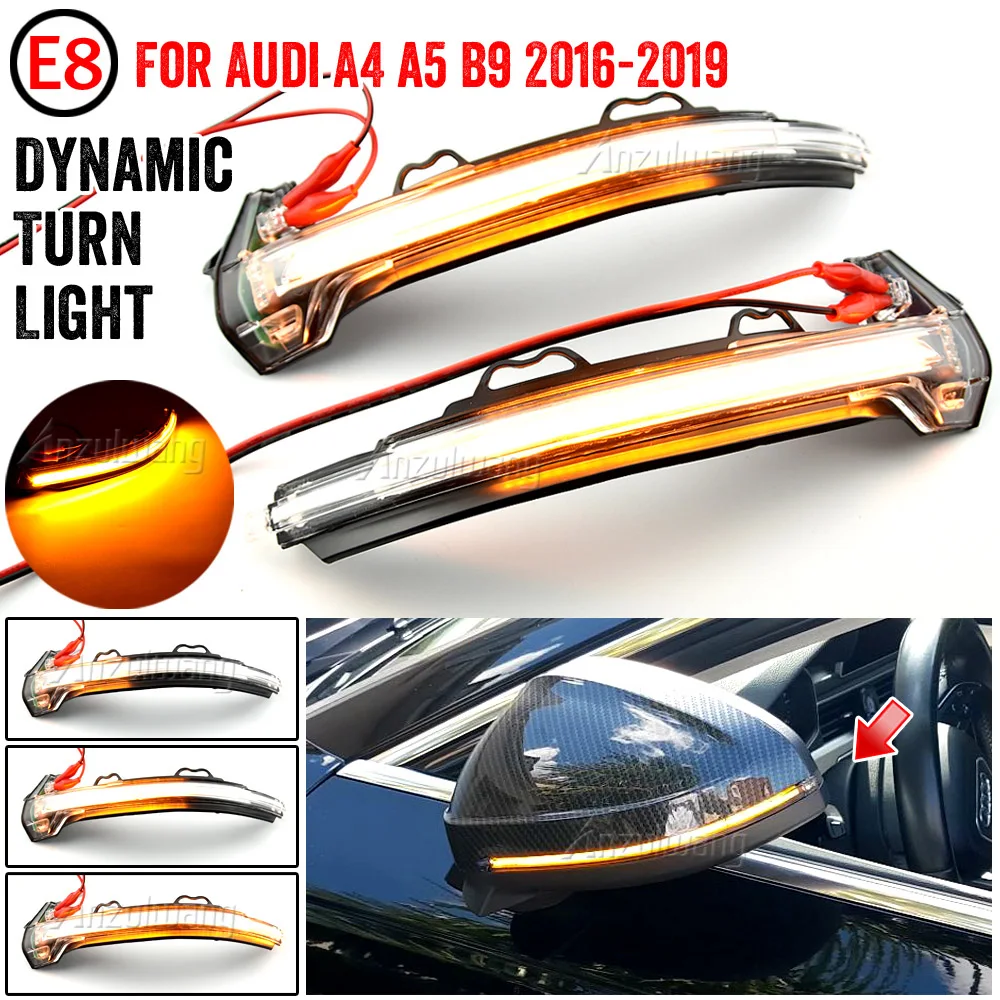 2pcs Dynamic Blinker LED Turn Signal for Audi A4 A5 B9 S4 S5 RS5 2017 2018 2019 2020 2021 Side Mirror Lights indicator flasher