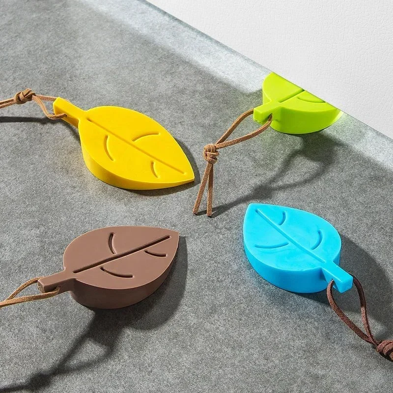 1PCS Cute Cartoon Leaf Style Door Stopper Silicon Doorstop Safety for Baby Home Decoration 4 Colors