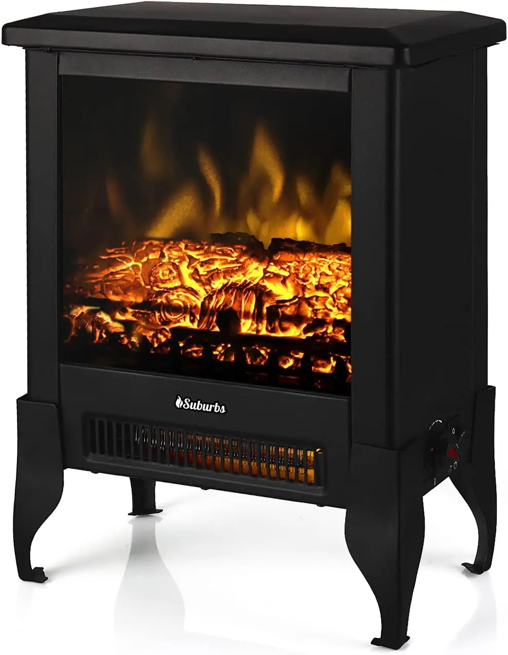 TS17 Compact Electric Fireplace Stove, 18” Freestanding Stove Heater with Realistic Flame -for Small Spaces - 1400W USA