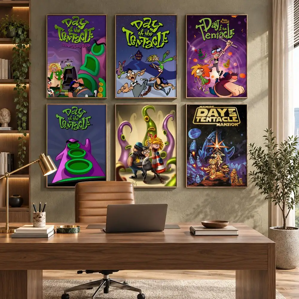 Day of the Tentacle Classic Vintage Poster HD Waterproof Wall Decal for Study, Living Room & Garage, Great Gift for Fans