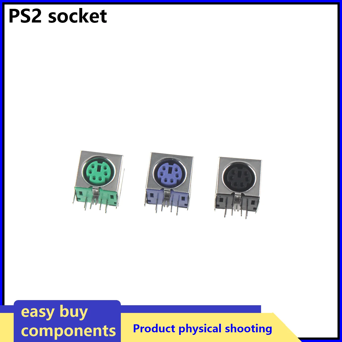 

5pcs Keyboard socket Black/Green/Purple 6 Pins PS/2 PS 2 Female Socket Jack Connector
