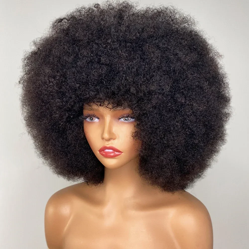 

Burmese Hair 300% Density Afro Kinky Curly Short Inch Curly Wigs 100% Virgin Human Hair #4 Brown Raw Hair For Black Women